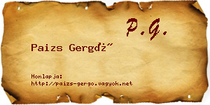 Paizs Gergő névjegykártya
